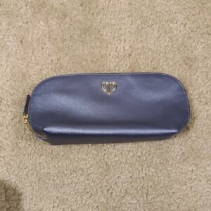 Cle De Peau Beaute Blue Gold-Tone Symbol Zip Make UpPouch Y2K Cottagecore Trendy